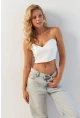 Kadın Beyaz Sırtı Gipeli Crop Bluz NH24754