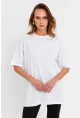 Kadın Beyaz Taşlı Salaş T-Shirt MTF0002