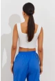 Kadın Beyaz Triko Crop Atlet YV118