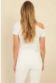 Kadın Beyaz Yanları Büzgülü Bluz YZ1017