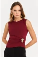 Kadın Bordo Aksesuarlı Büzgülü Bluz MOD2381