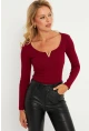 Kadın Bordo Aksesuarlı Kaşkorse Bluz RLO17