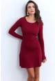 Kadın Bordo Bağlamalı Kaşkorse Mini Elbise FRY2175
