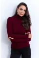 Kadın Bordo Balıkçı Yaka Triko Bluz MYV102-90