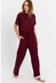 Kadın Bordo Basic Alt-Üst Pantolon Takım MRU6929
