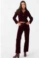 Kadın Bordo Beli Lastikli Kadife Pantolon CAR1076