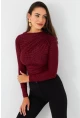 Kadın Bordo Desenli Büzgülü Bluz LPP1279