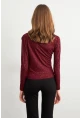 Kadın Bordo Desenli Büzgülü Bluz LPP1299