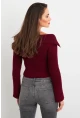Kadın Bordo Devrik Yaka Kısa Hırka TEM103