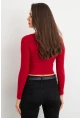 Kadın Bordo Kare Yaka Crop Bluz ELT2586
