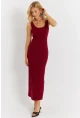 Kadın Bordo Kaşkorse Midi Elbise MK26