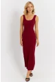 Kadın Bordo Kaşkorse Midi Elbise MK26