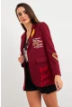 Kadın Bordo Nakışlı Premium Ceket EO100
