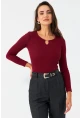 Kadın Bordo Önü Damla Kaşkorse Bluz GA100