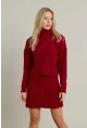 Kadın Bordo Pileli Etekli Alt Üst Takım ELT12001