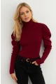 Kadın Bordo Prenses Kol Balıkçı Yaka Triko Bluz SF2555