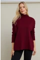Kadın Bordo Salaş Triko Bluz YV289