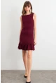 Kadın Bordo Sırtı Açık Mini Elbise HOR0050