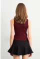 Kadın Bordo Triko Kolsuz Bluz YV305