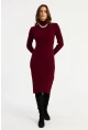 Kadın Bordo Triko Midi Elbise YV303
