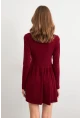 Kadın Bordo V Yaka Mini Elbise LİK17