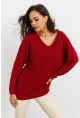 Kadın Bordo V Yaka Salaş Triko Tunik SMT158