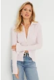 Kadın Bürümcük Gömlek Açık Pembe AYD272