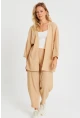 Kadın Bürümcük Kimono Takım Camel Q983