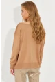 Kadın Camel Düşük Omuz Triko Bluz YZ617