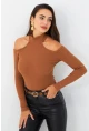 Kadın Camel Omuzları Açık Kaşkorse Bluz EY2590