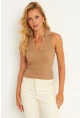 Kadın Camel Polo Yaka Kaşkorse Bluz MK10