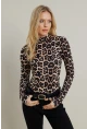 Kadın Camel-Siyah Desenli Bluz LPP1275