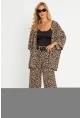 Kadın Camel-Siyah  Desenli Bürümcük Alt Üst Takım LON3004