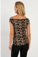 Kadın Camel-Siyah Kayık Yaka Leopar Bluz LPP1288