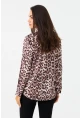 Kadın Camel-Siyah Leopar Desenli Saten Gömlek MRAD5901-1