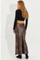Kadın Camel-Siyah Leopar Maxi Saten Etek RMZ21152