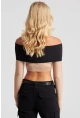 Kadın Camel-Siyah Madonna Crop Bluz CG322