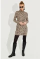 Kadın Camel-Siyah Yumoş Leopar Mini Elbise AYD253