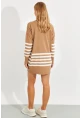 Kadın Camel Triko Çizgili Tunik YV202