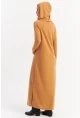 Kadın Camel Yakası Fermuarlı Maxi Sweat Elbise MTF12