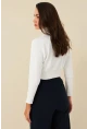 Kadın Ekru Balıkçı Crop Sweatshirt DY1469