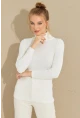 Kadın Ekru Balıkçı Yaka Triko Bluz MSS128
