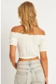 Kadın Ekru Bürümcük Crop Bluz KAZ10
