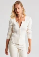 Kadın Ekru Fermuarlı Triko Kazak YZ523