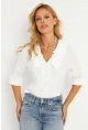 Kadın Ekru Fırfırlı Gömlek RLO19