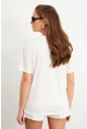 Kadın Ekru Leopar Baskılı T-Shirt FİR2137