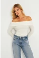 Kadın Ekru Madonna Yaka Bluz CG377