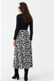 Kadın Ekru-Siyah Desenli Çan Etek MLON1000
