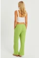 Kadın Fıstık Yeşil Beli Lastikli Bürümcük Pantolon ZER405