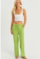 Kadın Fıstık Yeşil Beli Lastikli Bürümcük Pantolon ZER405
